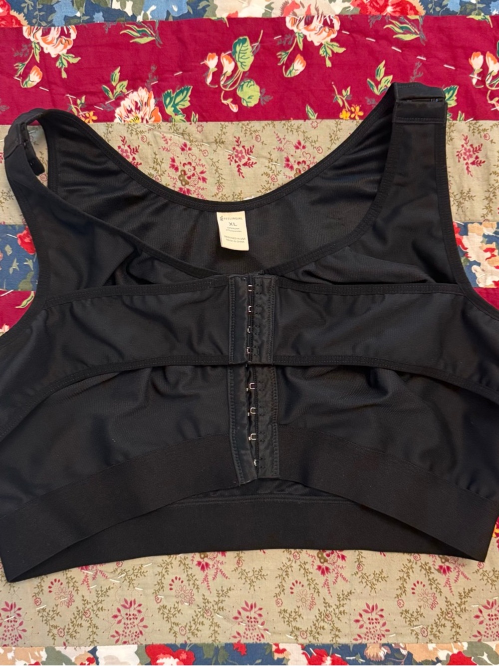 Post-surgical Black Front-Closure Wireless Comfort Bra & Breast Compression Band